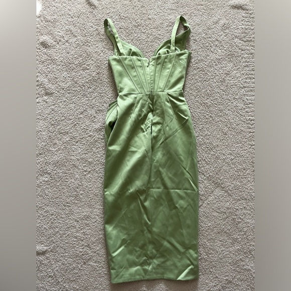 NEW House of CB Faye Corset Satin Dress Pistachio Green Size Small - Picture 7 of 9